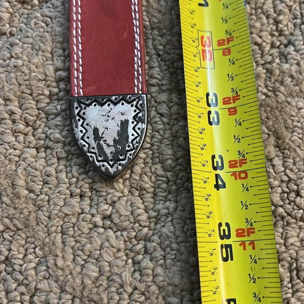Liz Claiborne Red Leather Vintage Belt - Picture 8 of 8